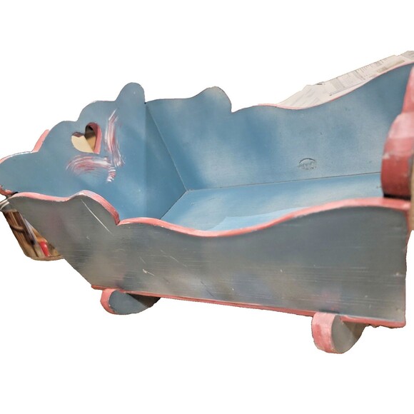 VTG Wooden Rocking Doll Cradle Crib Handmade 20" Primitive Doll Furniture 50s - Picture 8 of 16